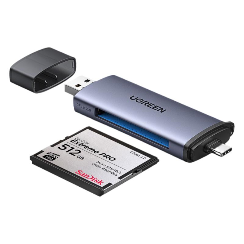 绿联USB3.0高速多功能读卡器typec转换CFast2.0存储卡电脑otg手机两用适用于D4/D5/D6单反相机D850