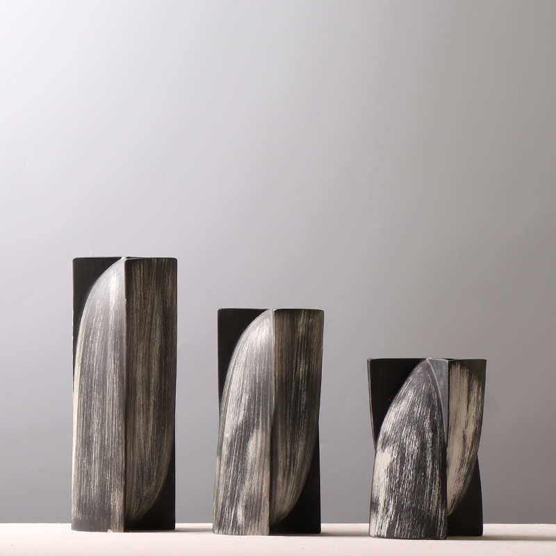 复古手工刮痕花瓶创意做旧插花花器家居博古架摆件酒店民宿装饰品