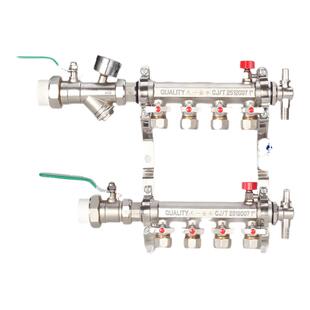 天一 金牛地热地暖分水器 地暖管地热管集水器全铜大流量加厚家装