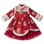 女童国风拜年服连衣裙冬季2026新款儿童过年新中式汉服公主裙冬款