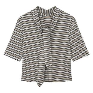 【乌云午后】春夏醋酸小T恤全棉 包肩一字领/系带五分袖 前后两穿