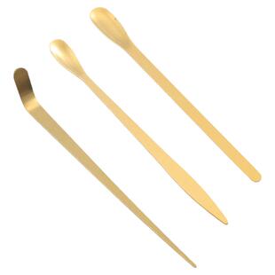 不锈钢银色茶拨普洱取茶勺金色长柄茶针分茶匙泡茶工具撬茶针茶道