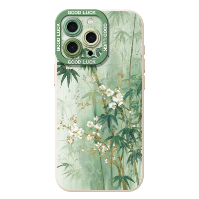 适用新中式手机壳竹子国风花朵