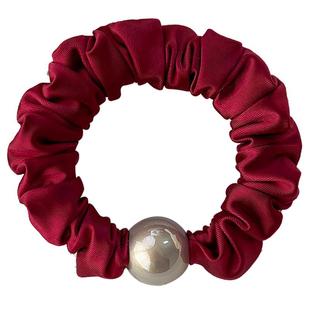 2025本命新年大红色头绳橡皮筋发圈女扎头发绳头饰仿珍珠皮套头花