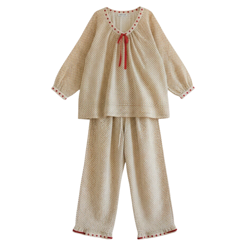 碎花棉纱睡衣套装100%全棉家居服