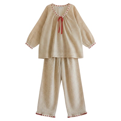 碎花棉纱睡衣套装100%全棉家居服