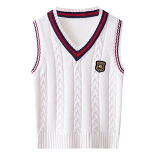 女童马甲儿童针织背心小男孩加绒男童毛线马夹女大童毛衣学生坎肩