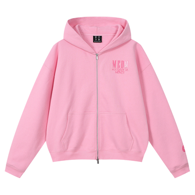 MEDM 立体高周波印花双拉链休闲帽衫美式百搭宽松舒适连帽卫衣春