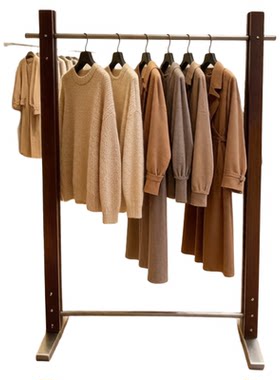 服装店中岛胡桃木色中古风展示架