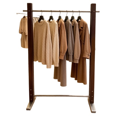 服装店中岛胡桃木色中古风展示架