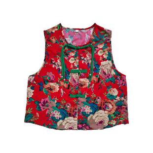 新款民族风坎肩新中式东北花背心舞蹈服国风秧歌演出服喜庆马甲女