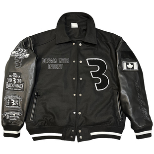 C宝克里斯皮夹克健身美式外套运动夹棉加厚暗扣翻领CBUM棒球服男