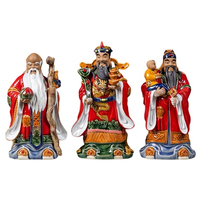 石湾公仔陶瓷祝福新中式客厅