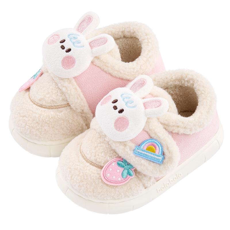 巴拉巴拉儿童棉拖鞋女童宝宝冬季居家软底包跟保暖毛毛鞋可爱棉鞋