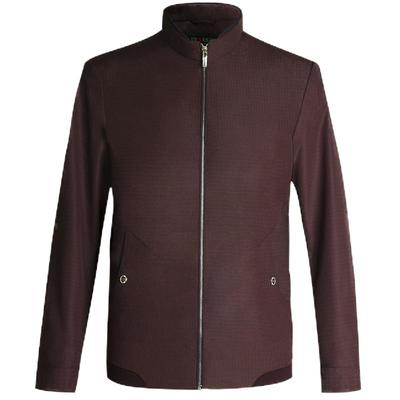 巴豹品牌男士秋冬立领枣红色夹克