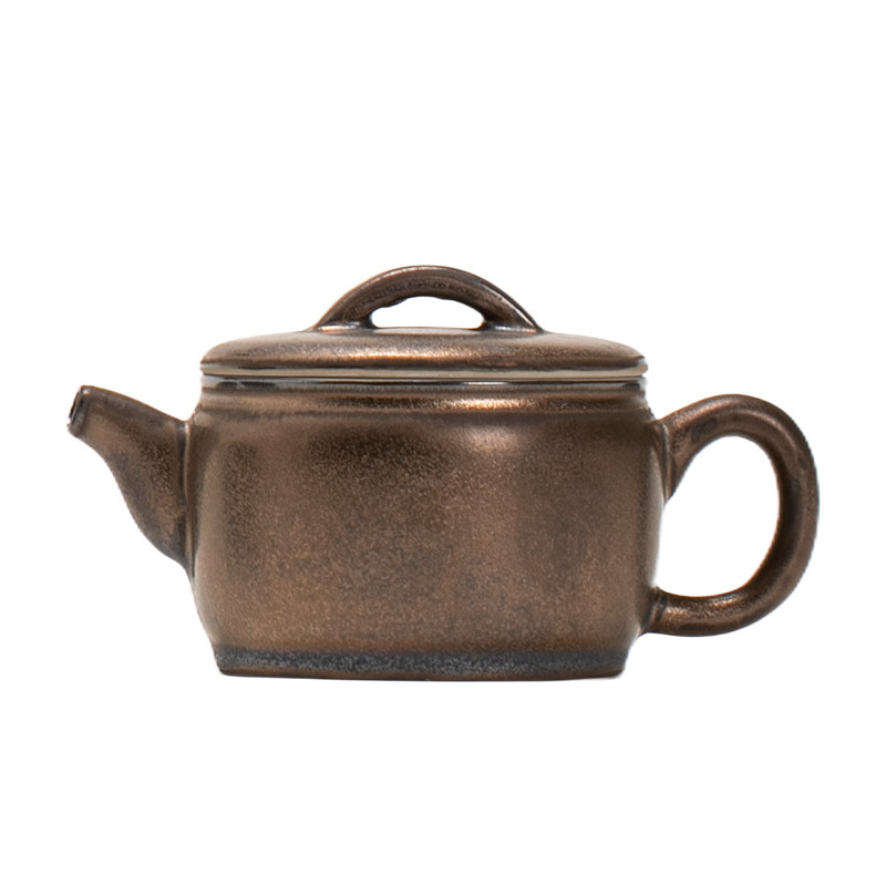 鎏金铁锈釉茶壶复古陶瓷泡茶单壶