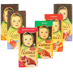 俄罗斯原装进口大头娃娃爱莲巧巧克力纯可可脂榛子杏仁牛奶原味