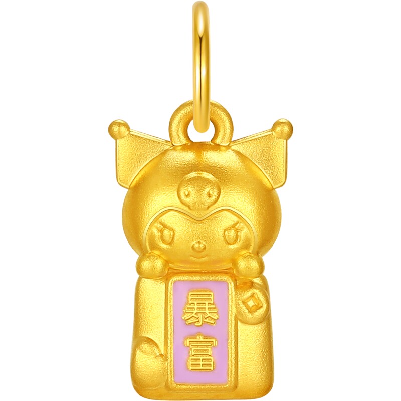 潮宏基三丽鸥黄金吊坠足金5D硬金珐琅大耳狗酷洛米小版生日送礼