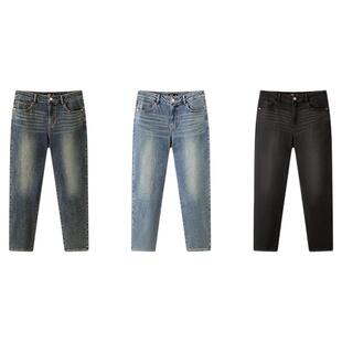 森柔牛仔|森马牛仔裤男复古做旧直筒裤2025冬季新款长裤弹力抓绒