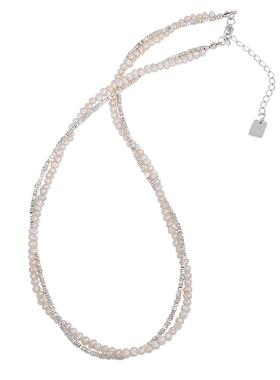 金町缠绕碎银子珍珠项链女纯银双层叠戴毛衣链2025新款爆款锁骨链