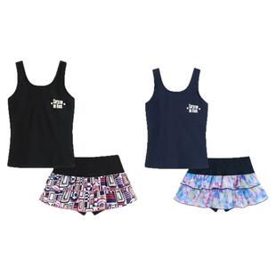 儿童泳衣外贸女童专业运动训练分体竞速泳衣套装速干平角游泳衣