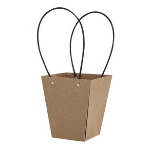 牛皮纸插花小提篮手提袋花篮鲜花花束包装纸袋子花盒diy包花材料