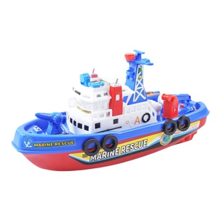 会喷水的电动消防船仿真轮船模型带音乐灯光儿童洗澡戏水玩具船