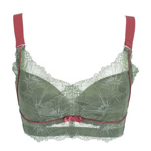 依曼丽无钢圈薄款胖mm大码防螨泰国乳胶文胸 大胸显小内衣防下垂