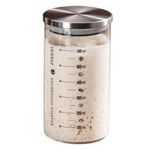 英国带刻度玻璃发酵罐鲁邦波兰天然酵种瓶酵母杯盒培养皿烘焙容器