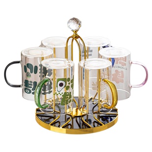 高硼硅玻璃杯带把手杯子喝水家用耐高温家庭待客水杯泡茶茶杯套装