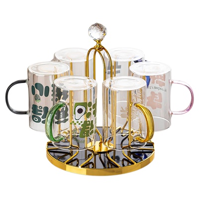 高硼硅玻璃杯带把手杯子喝水家用耐高温家庭待客水杯泡茶茶杯套装