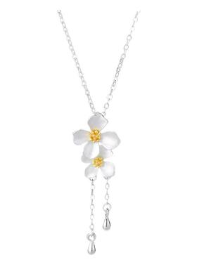 猫蛰S999足银栀子花流苏项链