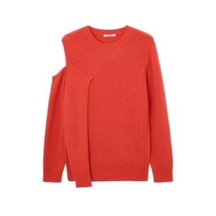 SLY冬季新品THROW系列不规则露肩设计针织衫030HA070-2031