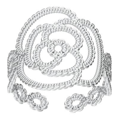 月光诗小众原创设计玫瑰花戒指女925纯银复古简约活口可调节