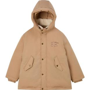 【90羽绒】eland kids衣恋童装男童羽绒服冬季学院风连帽保暖外套