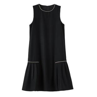 晚白2025年秋冬新款小香风圆领气质裙子大方得体宽松无袖连衣裙女