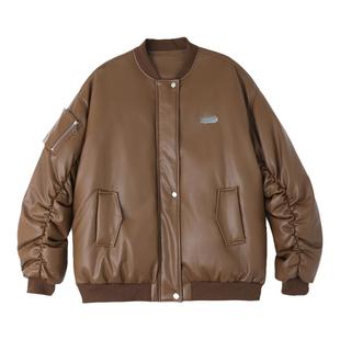 PAPERLLL辛间白鸭绒短款羽绒服女2025新款蛋白皮夹克宽松冬季外套