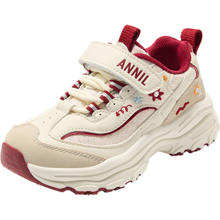 马年限定|安奈儿女童运动鞋2026新款春季新年红色鞋子儿童老爹鞋