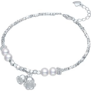 六桂福珠宝碎银几俩碎碎冰银手链S925银女精致新款新年情人节礼物