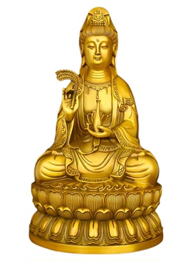 大号南海佛像观音菩萨摆件黄铜