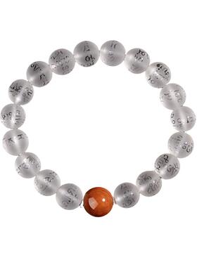 五台山天然白水晶手串文殊心咒