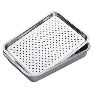 不锈钢茶盘家用茶具现代轻奢茶托盘加厚304小型沥水盘子客厅漏盘