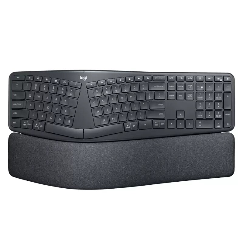 罗技ERGO K860无线蓝牙人体工学键盘记本台式电脑带掌托商用拆包