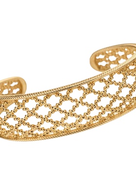 镂空网格纹素圈手镯轻奢女