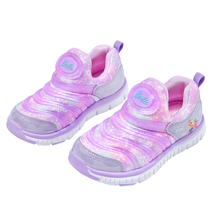 芭比童鞋女童鞋子2025新款秋冬加绒二棉一脚蹬毛毛虫鞋儿童运动鞋