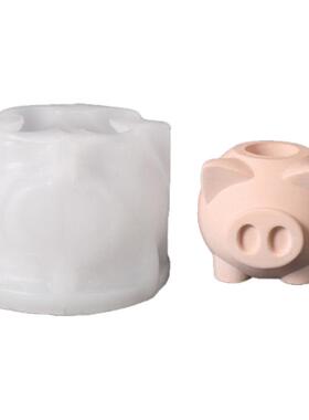 小猪蜡烛台硅胶模具diy大鼻子可