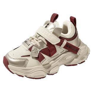 百丽童鞋冬季加绒保暖老爹鞋轻便软底运动鞋男女童宝宝舒适跑步鞋