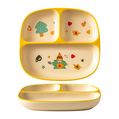 儿童专用陶瓷分格餐盘卡通趣味盘