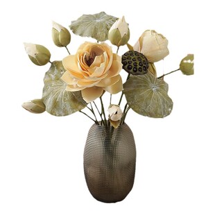 芸雅荷花仿真花新中式莲花假花摆件客厅插瓶摆设禅意荷叶装饰道具