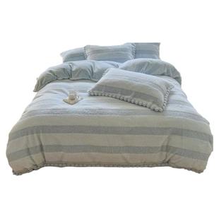 少女心毛球花边兔毛牛奶绒四件套高级感冬季被套珊瑚毛绒床单床品